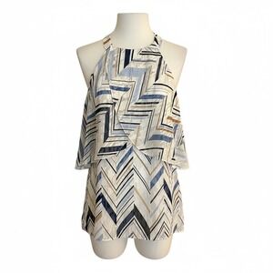 White House Black Market Petunia Burnout Shell Halter Neck Tank Top Size 6 NWT